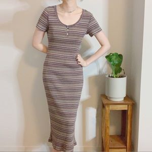 Vintage Purple Striped Stretchy Dress